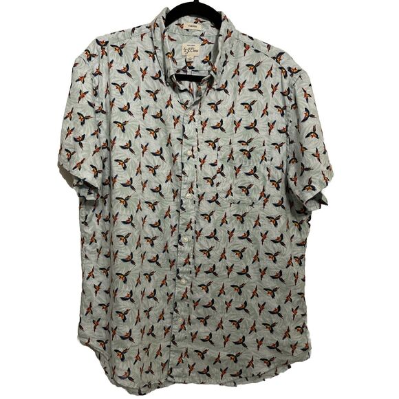 J.CREW Other - J. Crew 100% Linen Parrot‎ Bird Garden Men’s Large Short-Sleeve Shirt Classic